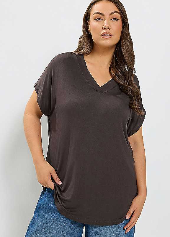 Yours Women's Chocolate Grown-On Sleeve Top In Size 34-36 - Image 2