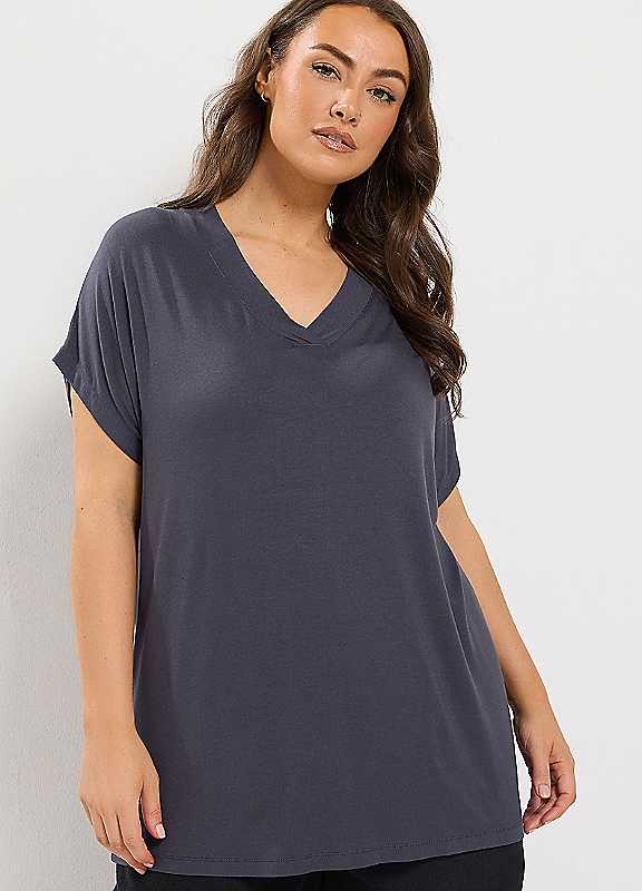 Yours Women's Grey Grown-On Sleeve Top In Size 18 - Image 2