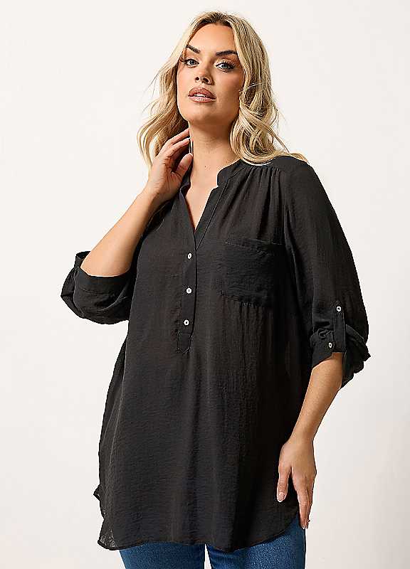 Yours Women's Black Half Placket Shirt In Size 20 - Image 6