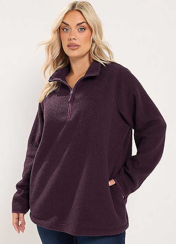 Yours Women's Half Zip Fleece in Burgundy | Size: 20 - Image 3