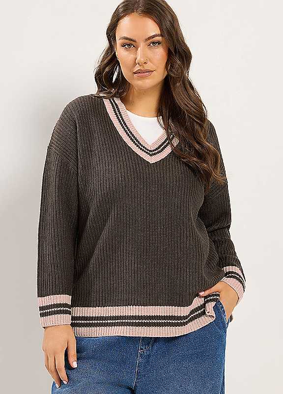 Yours Women's Brown Knitted Tennis Jumper In | Size: 26/28 - Image 2