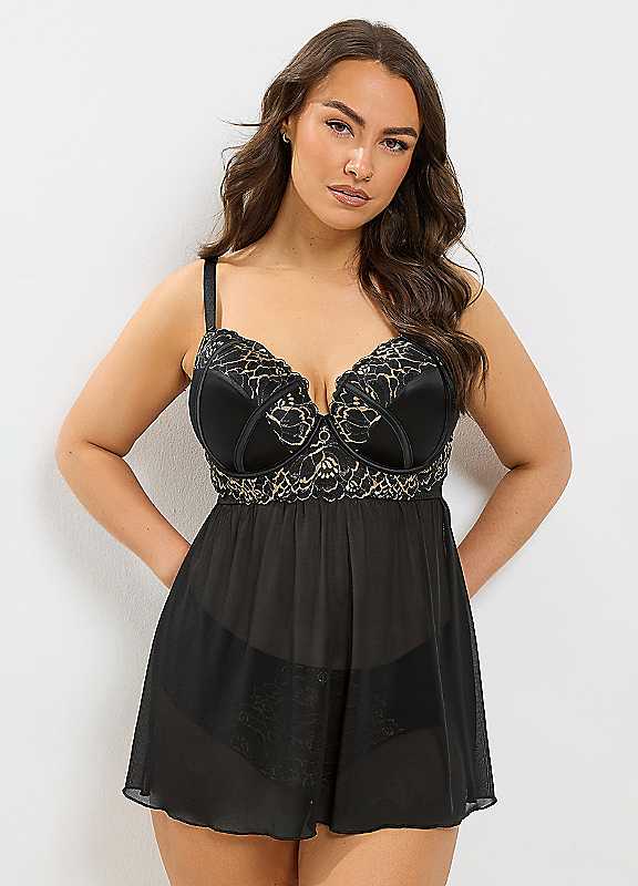 Yours Women's Black Lace Babydoll In | Size: 46D - Image 6