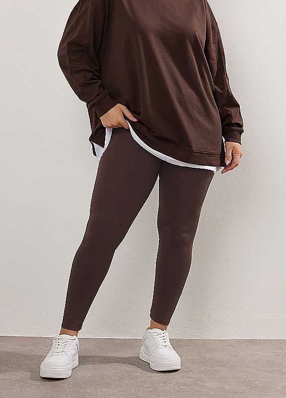 Yours Curve Brown Leggings - Women's - Plus Size Curve - Image 7