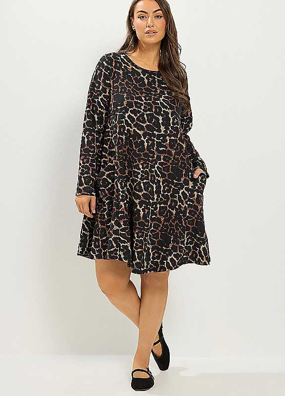 Yours Women's Brown Leopard Drape Pocket Dress In Size 20 - Image 7