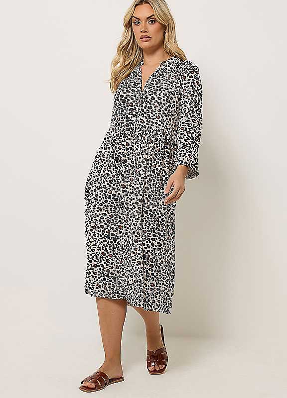 Yours Women's Brown Leopard Print Midi Dress In | Size: 26-28 - Image 2