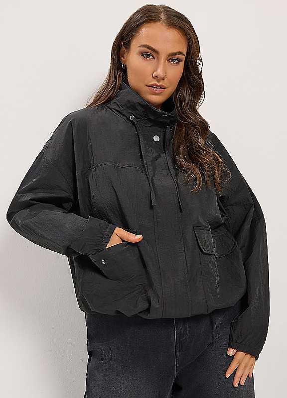 Yours Women's Black Lightweight Funnel Neck Jacket In | : 22/24 - Image 2