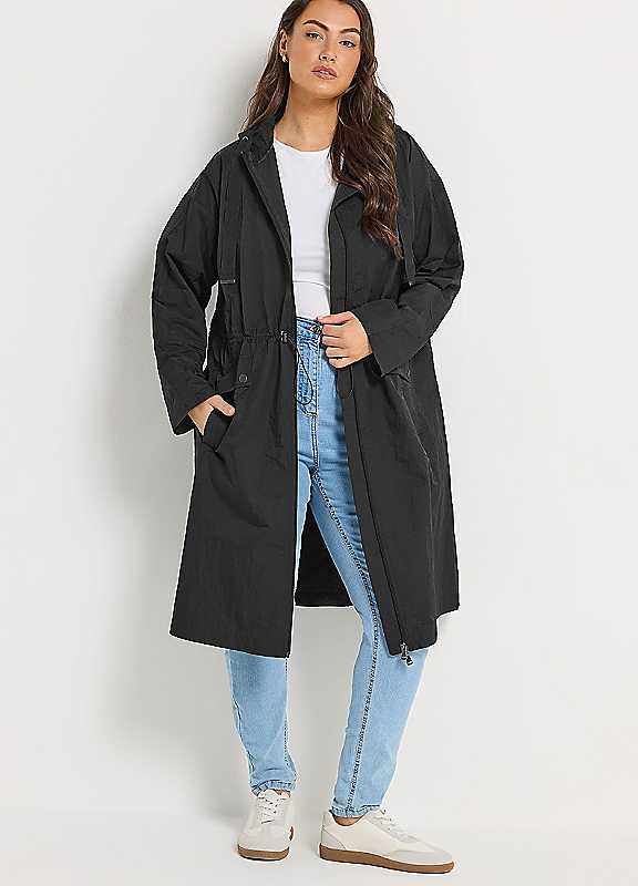 Yours Women's Black Lightweight Longline Parka Jacket In | Size: 20 - Image 7
