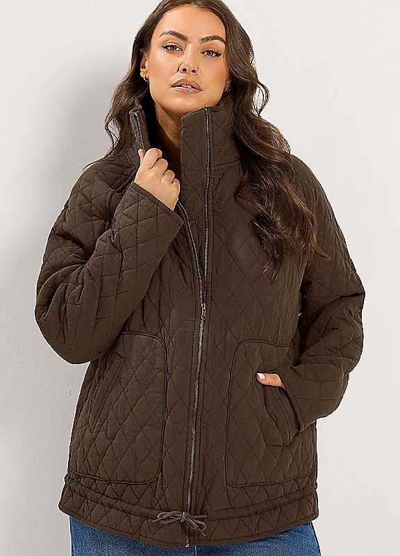 Yours Women's Chocolate Lightweight Quilted Jacket In Size 26-28 - Image 5