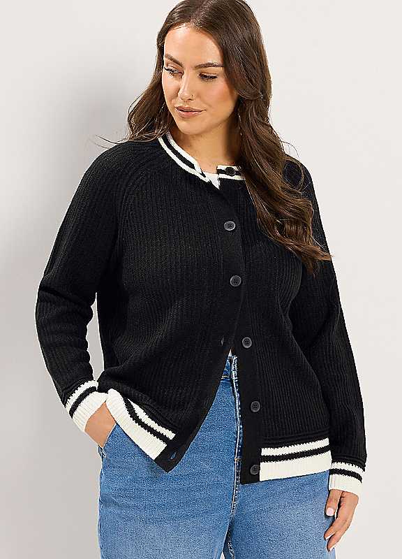Yours Women's Black Long Sleeve Knitted Cardigan Sweater In | : 18/20 - Image 3