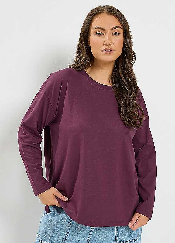 Yours Women's Plum Long Sleeve T-Shirt In | : 26/28 - Image 6