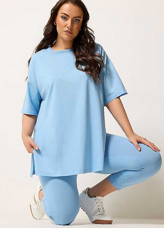 Yours Women's Light Blue Longline T-Shirt In | Size: 20 - Image 6