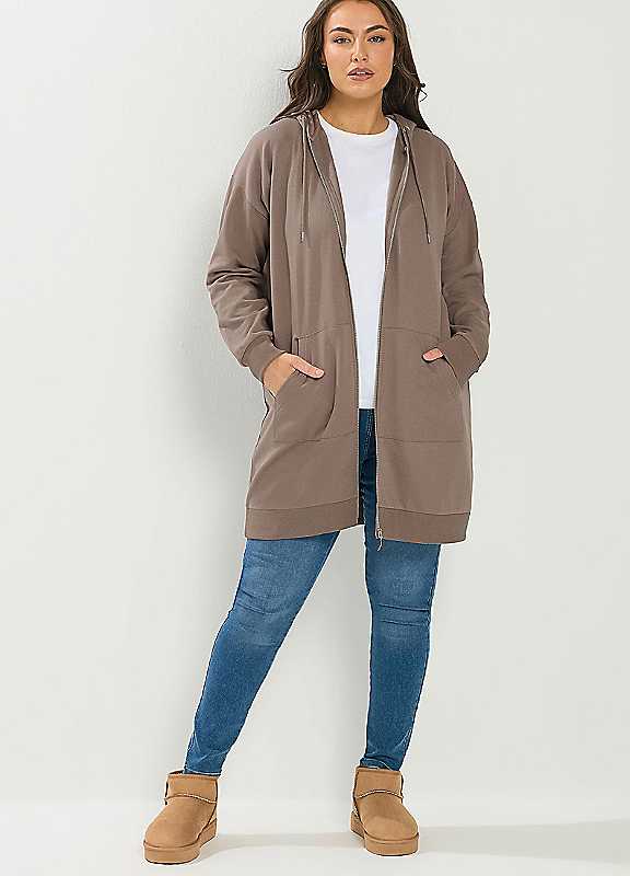 Yours Curve Longline Zip Hoodie - Women's - Plus Size Curve - Image 3