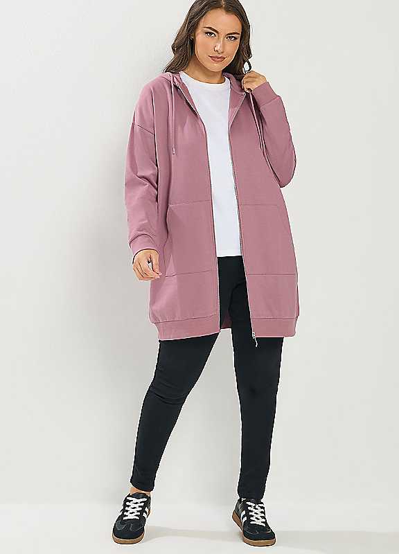 Yours Women's Longline Zip Hoodie in Pink | Size: 26-28 - Image 3