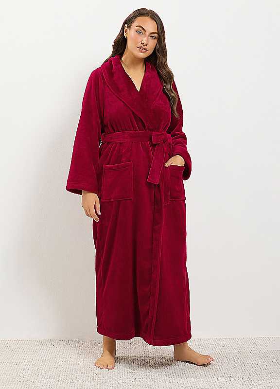 Yours Women's Red Luxe Dressing Gown In Size 30-32 - Image 6