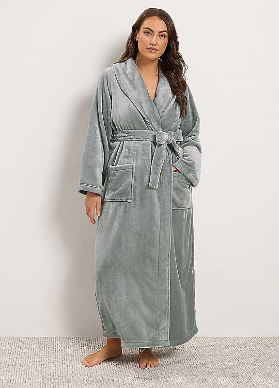 Yours Women's Grey Luxe Dressing Gown In Size 18-20 - Image 6