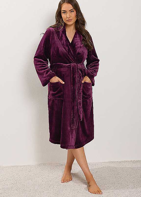 Yours Women's Luxe Dressing Gown in Burgundy | Size: 18-20 - Image 3