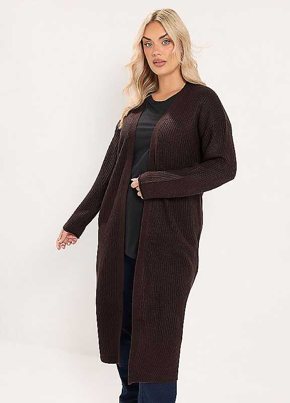 Yours Women's Chocolate Maxi Knitted Cardigan In | Size: 26/28 - Image 6