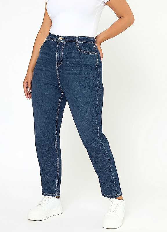 Yours Women's Blue Mom Jeans In Size 26 - Image 6