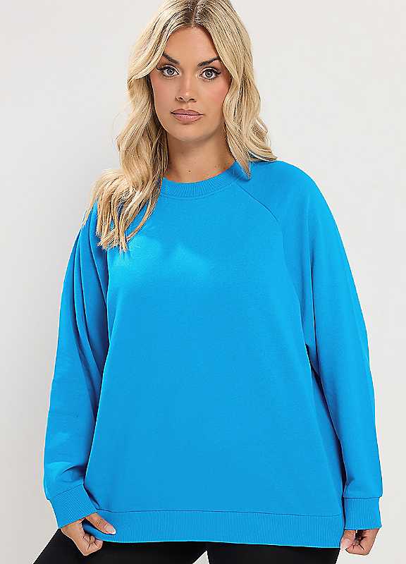 Yours Women's Blue Crew Neck Oversized Sweatshirt In | : 30/32 - Image 7