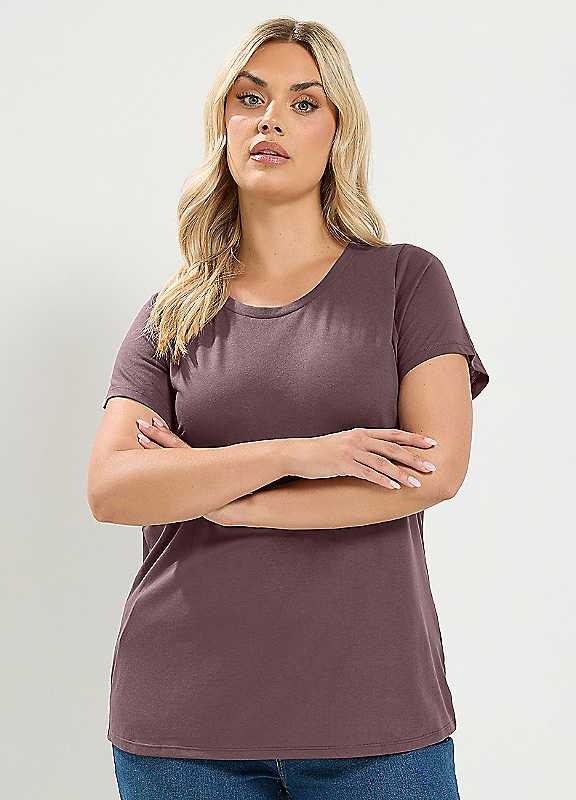 Yours Women's 2 PACK Curve T-Shirts in Chocolate | Size: 26-28 - Image 6