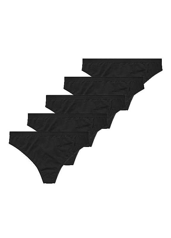 Yours Women's Black Curve Pack Of 5 Thongs - Image 3