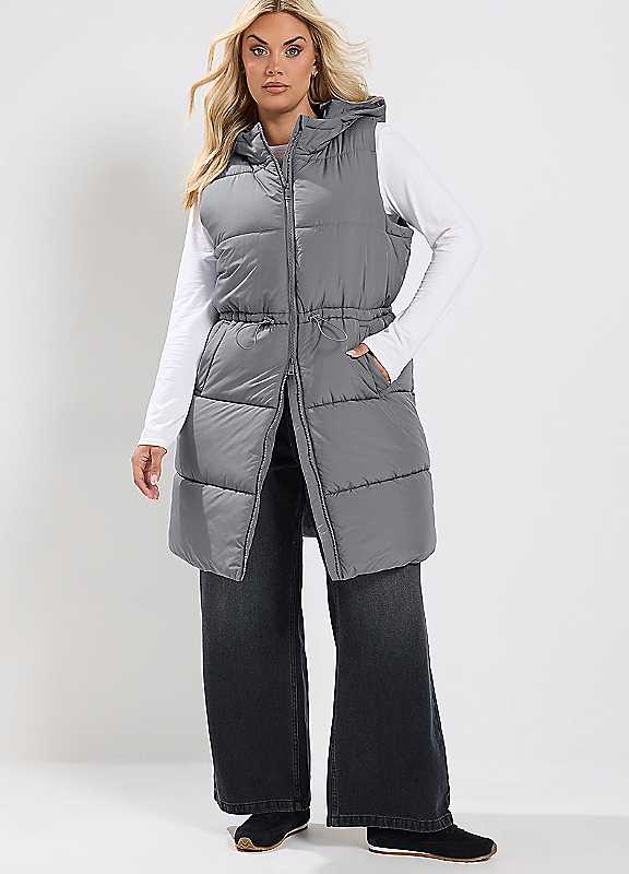 Yours Women's Grey Padded Gilet In Size 18 - Image 6