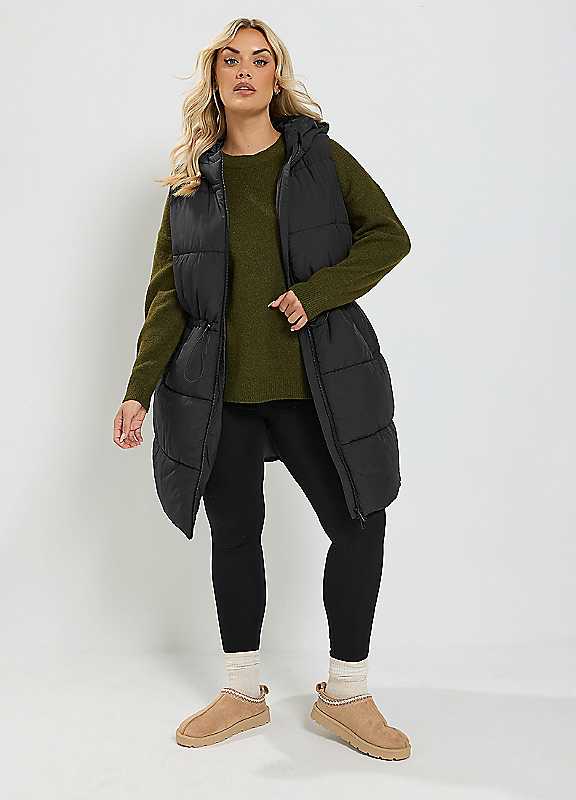Yours Women's Black Curve Padded Gilet