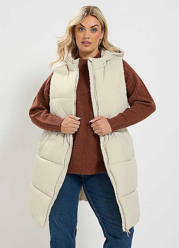 Yours Women's Padded Gilet in Cream | Size: 20 - Image 6