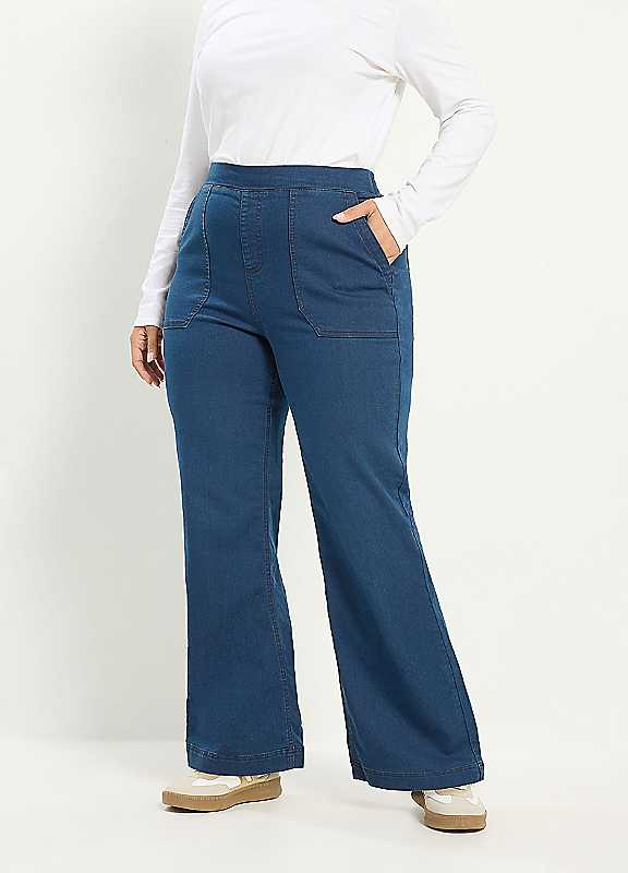 Yours Women's Blue Patch Pocket Jeggings In | : Small - Image 2