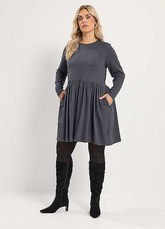Yours Women's Grey Peplum Mini Dress In | Size: 30/32 - Image 6