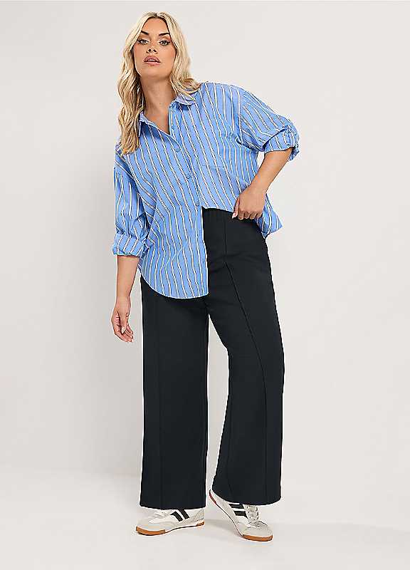 Yours Women's Black Pleat Front Trousers In 26-28R - Image 2