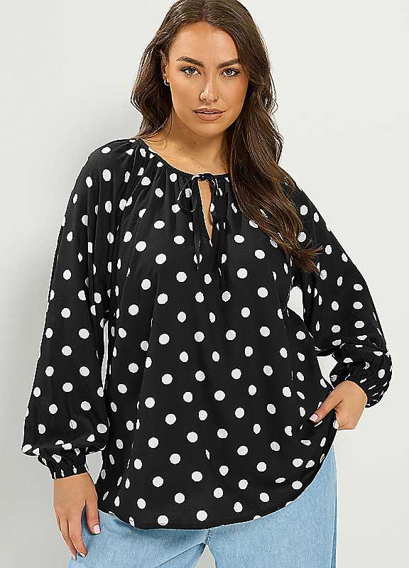 Yours Women's Black Polka Dot Blouse In | Size: 20 - Image 6