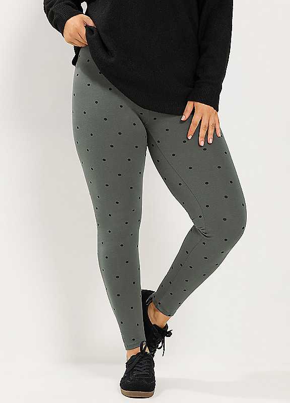 Yours Women's Dark Grey Polka Dot Leggings In | : Size 24 - Image 2