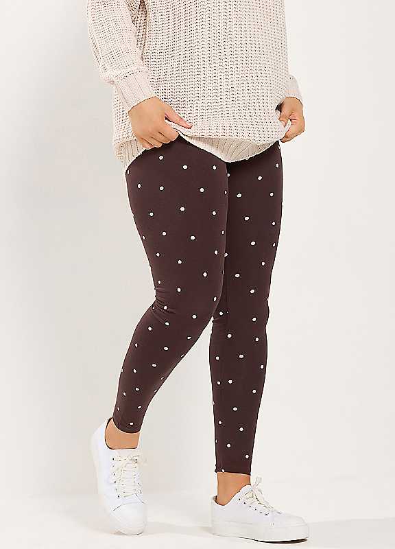 Yours Women's Brown Polka Dot Leggings In Size 28 - Image 2