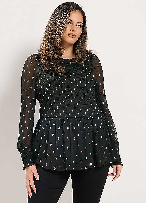 Yours Women's Black Long Sleeve Peplum Blouse In Size 26-28 - Image 2