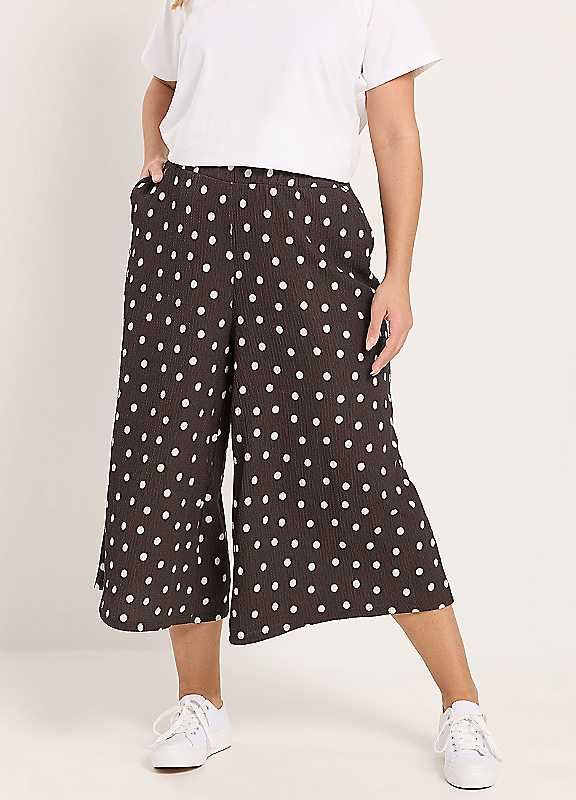 Yours Curve Women's Brown Jersey Culotte Trousers - Image 3