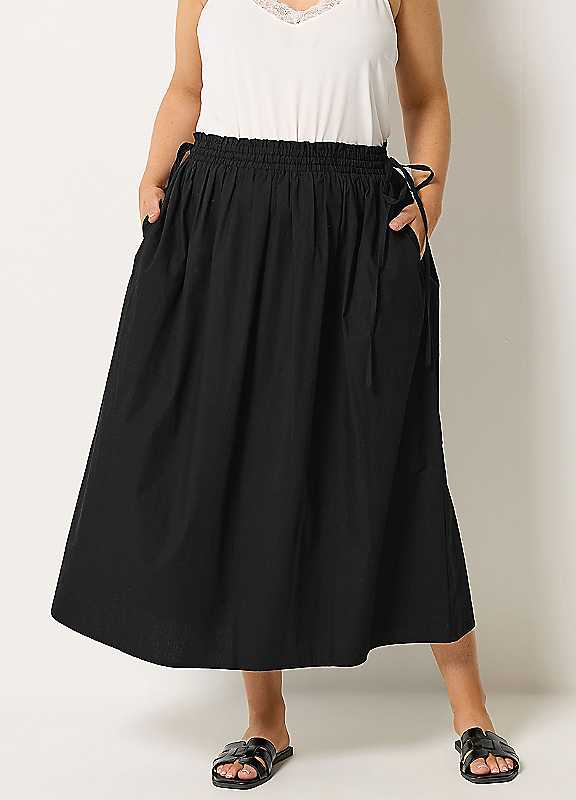 Yours Women's Black Poplin Midi Skirt In | : Size 18 - Image 2