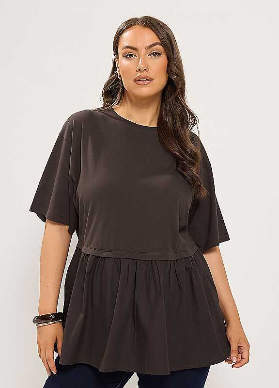 Yours Women's Chocolate Poplin T-Shirt In | Size: 26/28 - Image 6