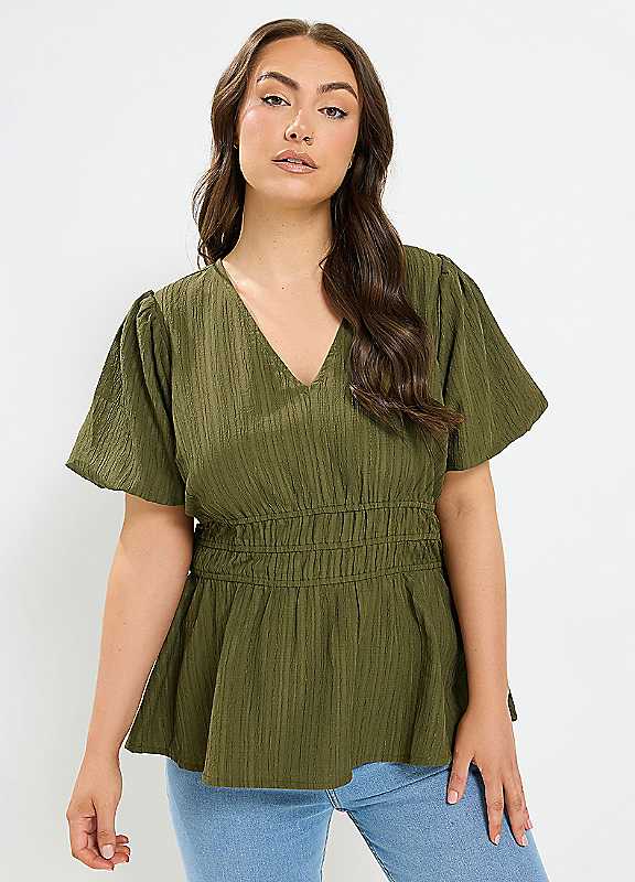 Yours Women's Olive Puff Sleeve Blouse In | : Size 20 - Image 6