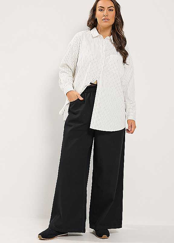 Yours Women's Black Wide Leg Pull On Jeans In Small - Image 6