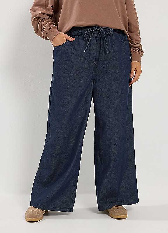 Yours Women's Indigo Drawstring Pull On Jeans | Size: 24S - Image 2