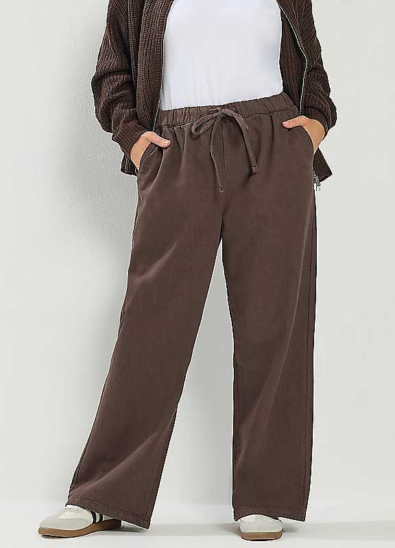 Yours Women's Chocolate Pull On Wide Leg Jeans In | Size: 14 - Image 6