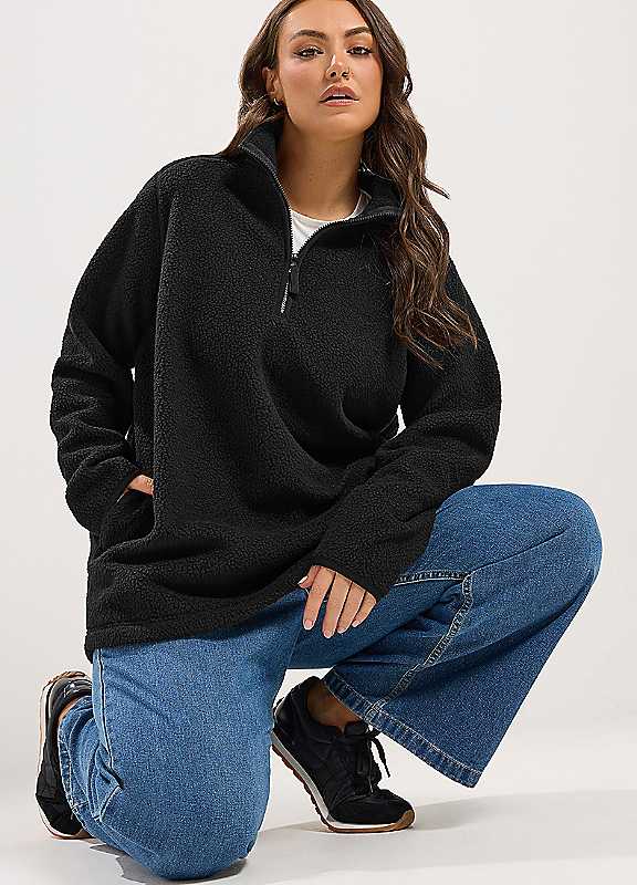 Yours Women's Black Quarter Zip Fleece In Size 14 - Image 3
