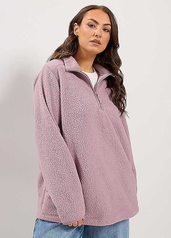 Yours Women's Light Pink Quarter Zip Fleece In | Size: 22-24 - Image 3