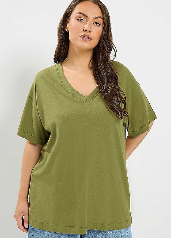 Yours Women's Relaxed Longline T-Shirt in Green | Size: 26-28 - Image 6