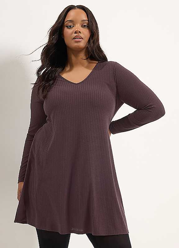 Yours Women's Purple Ribbed Mini Dress In | Size: 20 - Image 7