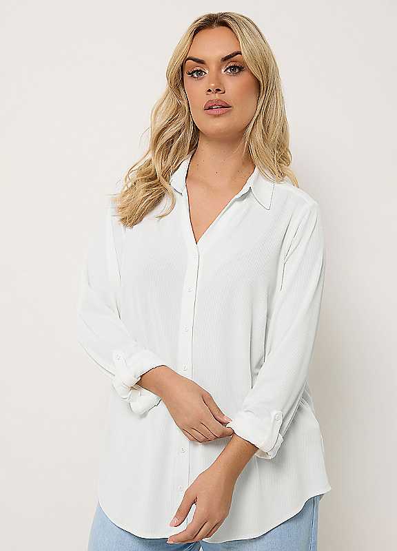 Yours Women's Ivory Ribbed Shirt In | Size: 22-24 - Image 3