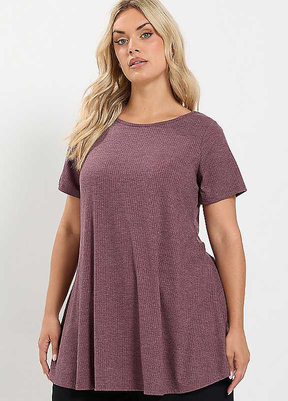 Yours Women's Ribbed Soft Touch T-Shirt in Red | Size: 16 - Image 6