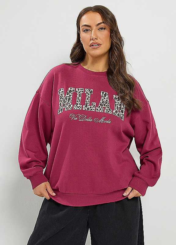 Yours Women's Red 'Milan' Leopard Sweatshirt In | : 30/32 - Image 8