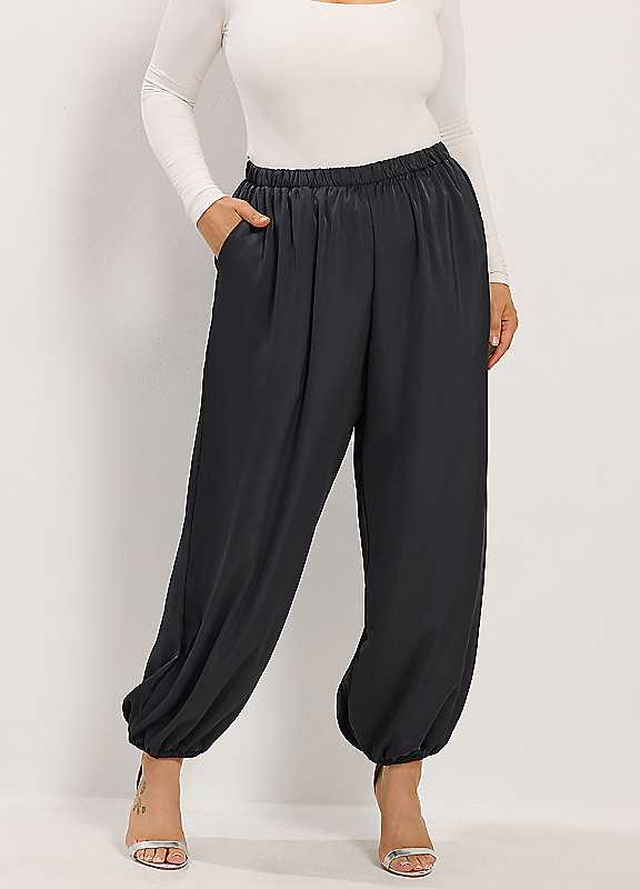 Yours Women's Black Satin Balloon Trousers In | : Size 18 - Image 2